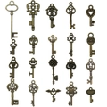 Set aus 19 Vintage Bronze Herzschlüssel Anhängern für DIY Schmuck und Bastelarbeiten - Schlüssel Stil / Antike Bronze