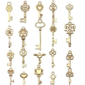 Collection of 18 KC gold hollow heart key pendants for DIY jewelry and necklaces - Mixed 20 Styles Series (SN925)