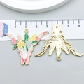 Bohemian bull skull alloy pendant with colorful floral drip oil design for DIY jewelry - Pink Flower Crooked Horn Bull Head (20304) / 35*45mm