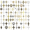 Assorted alloy cross pendants for DIY jewelry making in multiple styles and metal tones - Mixed Color Style