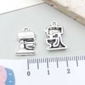 Vintage silver mixer charm for DIY jewelry making, 1.5cm kitchen appliance pendant - Antique Silver Coffee Machine