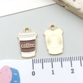 Retro coffee cup alloy pendant charm with white enamel coffee text for DIY jewelry - Enamel Coffee Cup
