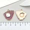 Purple enamel baseball glove alloy pendant charm for DIY jewelry necklaces and bracelets - Brown Enamel Baseball Glove (19635) / 25*25mm