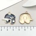 Enamel baseball helmet charm in black and white finish for DIY jewelry making - Enamel Baseball Cap Style (19637) / Black