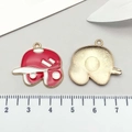 Red and white enamel baseball helmet alloy pendant with gold metallic trim and back - Enamel Baseball Cap Style (19638) / Red