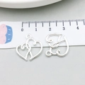 Ciondoli a doppio cuore traforato in argento per creazione di gioielli fai da te - Cuore Traforato in Argento Lucido (19958)