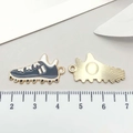 Blue and white enamel soccer shoe alloy pendants with gold-tone back for DIY jewelry - Enamel Baseball Shoe Style (19641) / Black