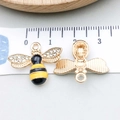 Golden bee pendant with yellow black enamel and rhinestones for DIY jewelry making - Yellow Enamel Bee Style (18*22mm) (11872)