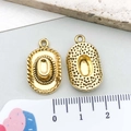 Golden western cowboy hat metal pendants for DIY jewelry making featuring rope edge detail - Antique Gold Cowboy Hat (19240) / 23*13mm