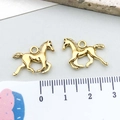 Golden horse charms for DIY jewelry making shown with measuring scale - Antique Gold Horse (19251) / 15*20mm