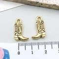 Vintage gold western cowboy boot alloy charms for DIY bracelets and necklaces - Antique Gold Boots (19253) / 18*11mm