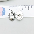 Ciondolo a cuore in argento antico con trama floreale e scala di misura - Antique Silver Heart (7265)