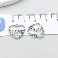Ciondolo a cuore in argento vintage con incisione Love e bordo a corda - Lettera di Cuore (10902)