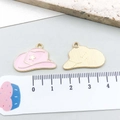 Pink enamel cowboy hat charms in alloy with gold finish and white star for DIY jewelry - Pink Enamel Cowboy Hat (21156) / 16*24mm