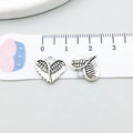 Ciondolo cuore con ali in argento antico per collane e bracciali fai-da-te, 1,5 cm - Stile Ali di Cuore (13335)