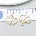 Pendentifs double cœur dorés en alliage pour bijoux DIY, finition polie de 2 cm - Cœur Creux (18259) / 19*20mm