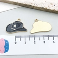 Black enamel western cowboy hat charm with white star and gold plated alloy base - Black Enamel Cowboy Hat (21158) / 16*24mm