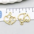 Goldener hohl verzahnter Doppelherz-Anhänger für DIY-Schmuckherstellung - Antikgold Zartes Herz (19994)