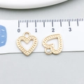 Pendentifs cœur évidé dorés en alliage avec bord perlé pour création de bijoux - Cœur (19979) / 12*14mm