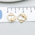 Pendentif cœur avec aile dorée pour création de bijoux DIY avec anneau de fixation - Ailes de Cœur (19980) / 12*13mm