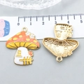Colorful mushroom house alloy pendant charm for DIY necklaces and bracelets - Orange Enamel Mushroom House (20284)