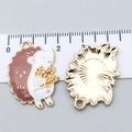 Hedgehog alloy pendant with colorful enamel drip and golden wheat for DIY jewelry - Brown Enamel Hedgehog (20285)