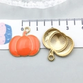 Orange enamel pumpkin charms with gold metal backing for DIY jewelry making - Orange Enamel Pumpkin (20286)