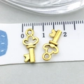 Set of two antique gold hollow heart key pendants for DIY jewelry making and necklaces - Antique Gold Key (11368)