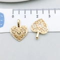 Pendentif filigrane évidé en forme de cœur doré avec texture et échelle de 2,1 cm - Cœur (19983) / 14*18mm