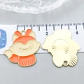 Orange and cream enamel fox pendant with golden metal back for jewelry making - Orange Enamel Fox (20288)