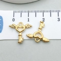 Gouden holle hart sleutelhanger met vleugels voor DIY sieraden, maat 20x22mm - Harthartvleugels Sleutel(18321) / 15*14mm