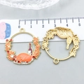 Thanksgiving turkey enamel alloy charm with gold texture for DIY jewelry making - Orange Enamel Roast Chicken Wreath (20289)