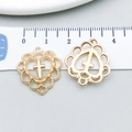 Pendentif cœur et croix doré en alliage pour bracelets et colliers DIY avec texture - Style de Croix en Cœur Creux (20329) / 21*20mm
