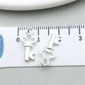 Pendentif clé cœur évidé en argent en alliage pour colliers et bracelets de bijoux DIY - Mini Clé Argent Brillant / 9*16mm (20961)