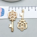 Paar hartvormige sleutelhangers in vintage goudkleur voor DIY-sieradenprojecten - Sleutel Stijl (20993) / 14*32mm