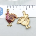 Enamel turkey alloy pendant in wine red and orange for DIY Thanksgiving jewelry - Reddish Brown Enamel Turkey (20292)