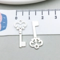 Set pendentif clé cœur évidé en alliage argenté pour bijoux DIY 2,8 cm - Clé Texture Vintage / 10*22mm (20963)