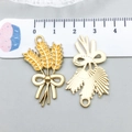 Golden alloy wheat and leaf pendants with yellow enamel finish for DIY jewelry crafting - Yellow Enamel Wheat (20293)