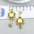 Antique gold heart-shaped key pendant set for DIY jewelry making in hollow design - Antique Gold Heart Key (20947)