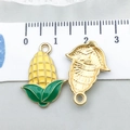 DIY corn-shaped enamel pendants with gold alloy base for jewelry making accessories - Yellow Enamel Corn (20294)