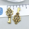 Antique gold alloy hollow heart key pendant for DIY jewelry, 2.7cm length detail - Antique Gold Key (20948)