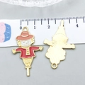 Colorful scarecrow alloy enamel charm with golden textured back for DIY jewelry making - Red Enamel Scarecrow (20295)