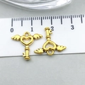 Golden alloy heart key pendant with wings for DIY jewelry making, 1.8cm length - Antique Gold Heart Wings Key (20949)