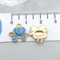 Detail of 15mm light blue enamel pumpkin carriage pendant with golden alloy frame - Pumpkin Cart (11959) / 1 Piece (13x12mm) / Lake Blue