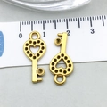 Antique gold heart key charm with hollow center and size ruler measurement - Antique Gold Heart Key (20952)