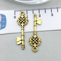 Antique gold heart-shaped key pendant charm for DIY jewelry making size measurement - Antique Gold Key (20954)