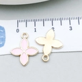 Pink enamel four-leaf clover DIY charm with gold metal plating for jewelry making - Pink Enamel Four Leaf Clover (17510) / 11x15mm