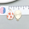White and orange enamel Easter egg charm with golden metal finish for jewelry DIY - Red Floral Egg (15141) / 14*22mm