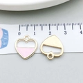 Pink enamel heart-shaped alloy charms for DIY jewelry making with gold-tone metal edges - Pink Enamel Heart (17512) / 15x16mm