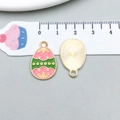 Pink enamel Easter egg pendant charm with wave pattern for DIY jewelry making - Pink and Green Egg (15142) / 14*22mm
